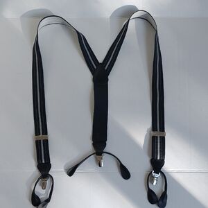 Jos.A.Bank Mens Button-In & Clip Stretch Stripe Suspenders Braces OS Adj. Formal